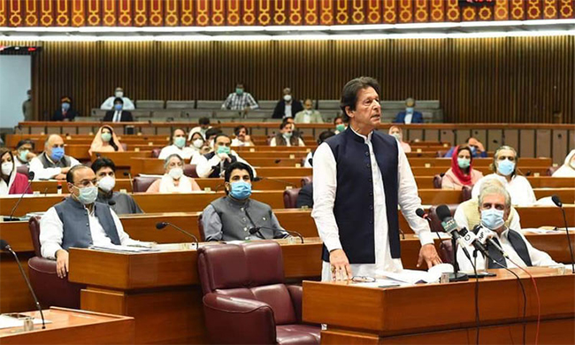 Prime Minister Imran Khan in parliament on 17 November 2021. Source: Gulf Today